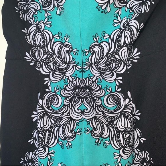 London Times 8 Sheath Dress Black Aqua - Picture 6 of 6